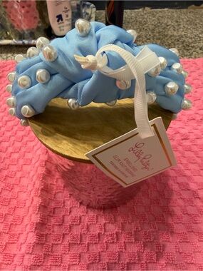 Lilly Pulitzer Sky Blue Pearl-Embellished Slim Knot Headband